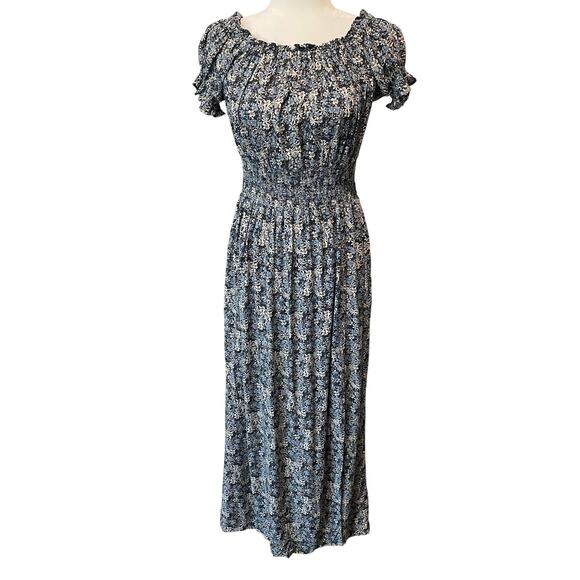 Philosophy Republic Clothing NWT Maxi Dress Floral Short Sleeves Sz M Peasant - Picture 1 of 14